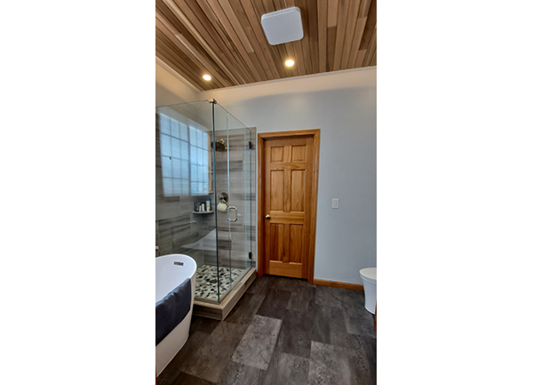 residential bathroom with shower photo